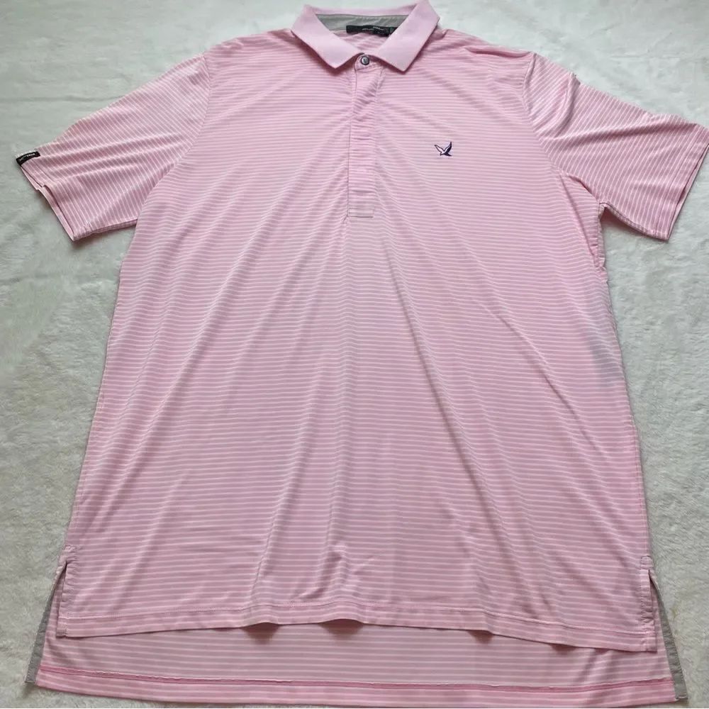 Ralph Lauren RLX White and Pink Striped Polo Shirt Size Large